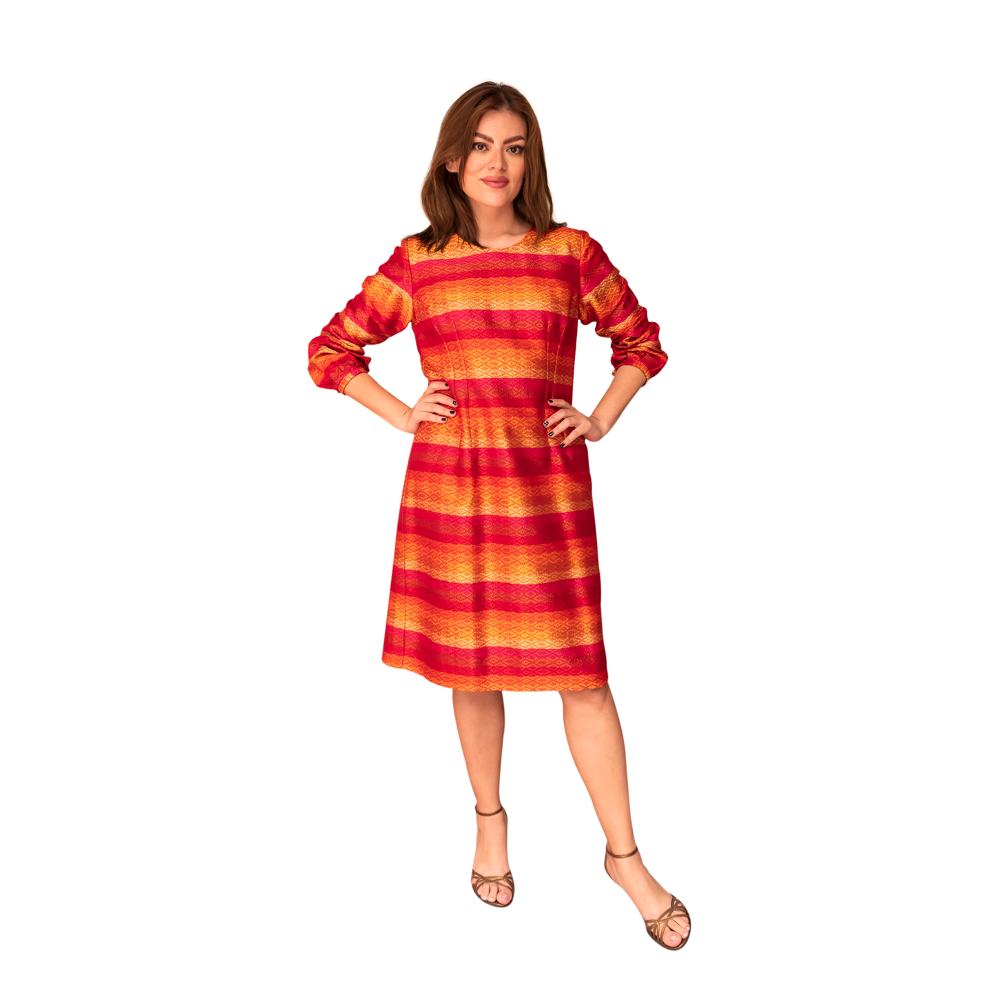 Vestido Telar Artesanal Sedalina rojo/amarillo