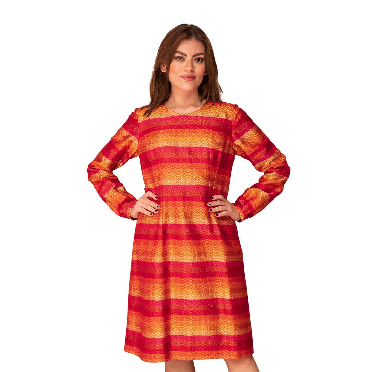 Vestido Telar Artesanal Sedalina rojo/amarillo