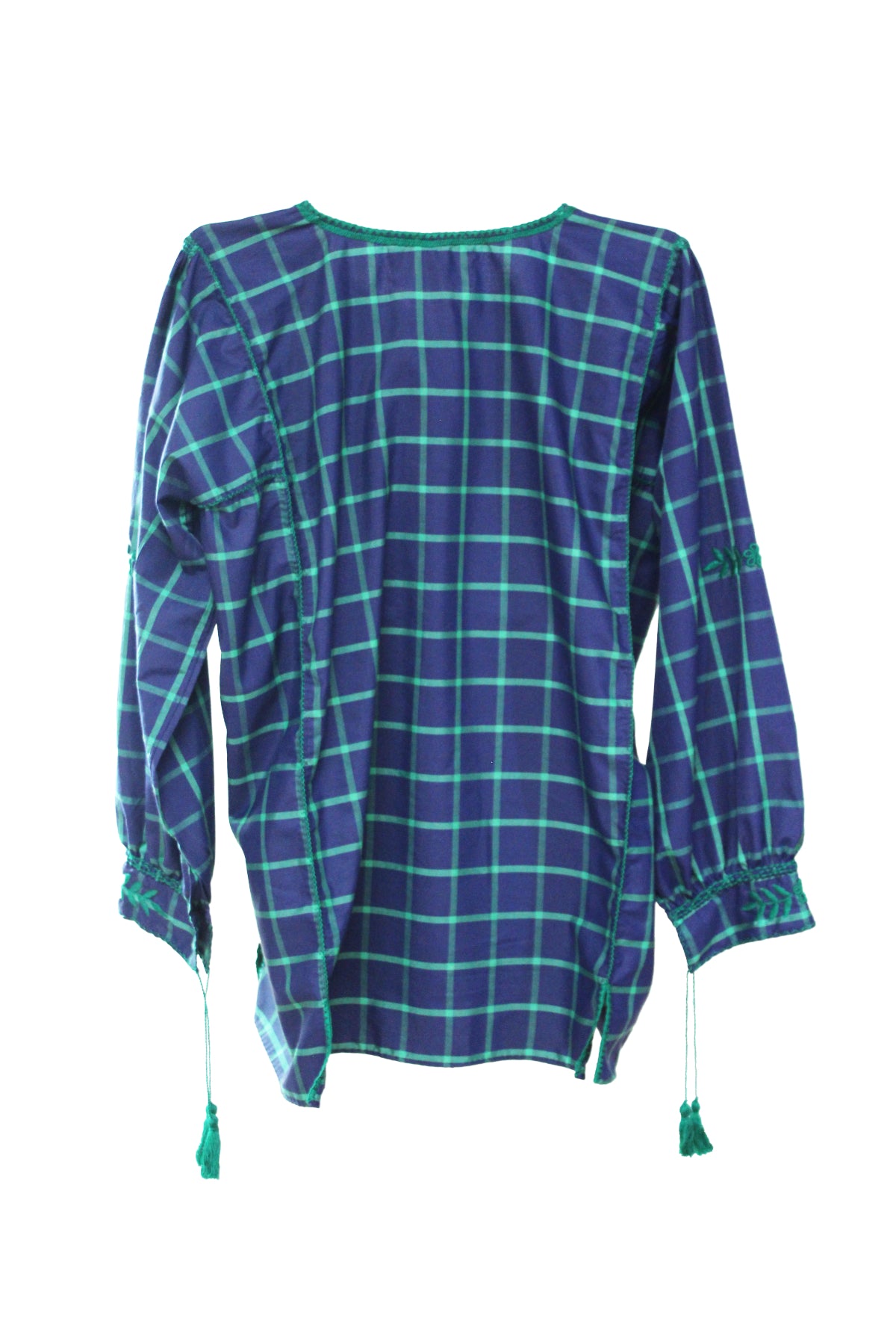 Blusa larga estampada, bordado Aguacatenango. Azul