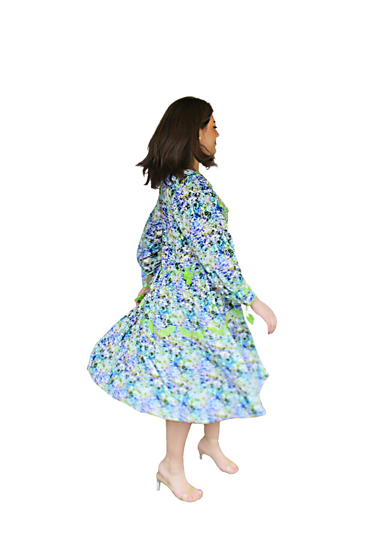 Vestido tradicional Aguacatenango. Azul Limón