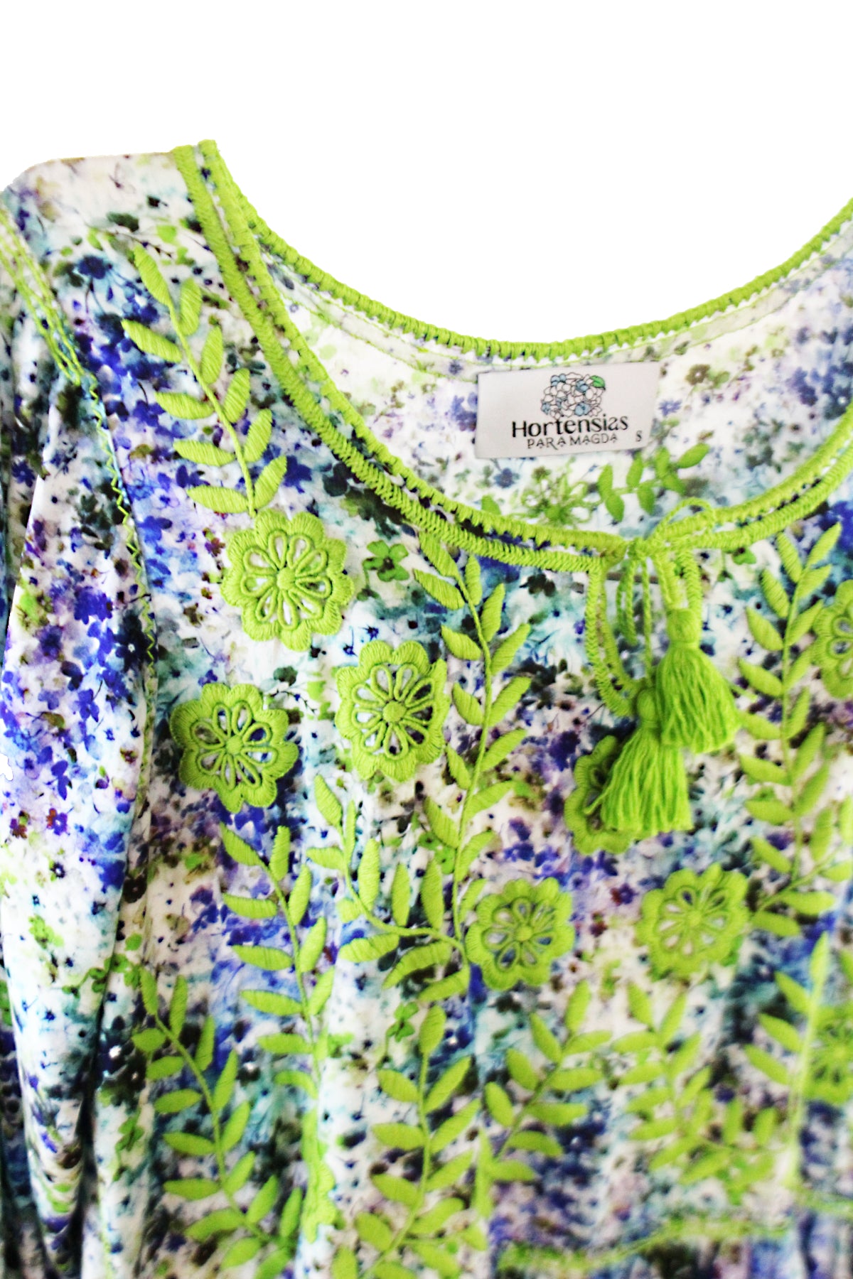 Vestido tradicional Aguacatenango. Azul Limón