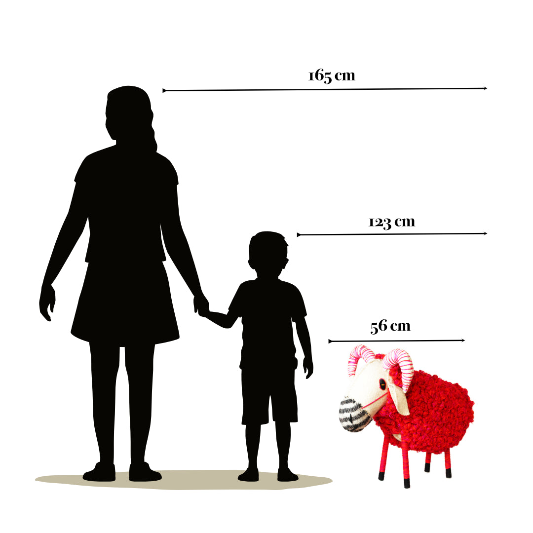 Lanuche Borrego Grande, grafica de altura comparado con un adulto y un niño.