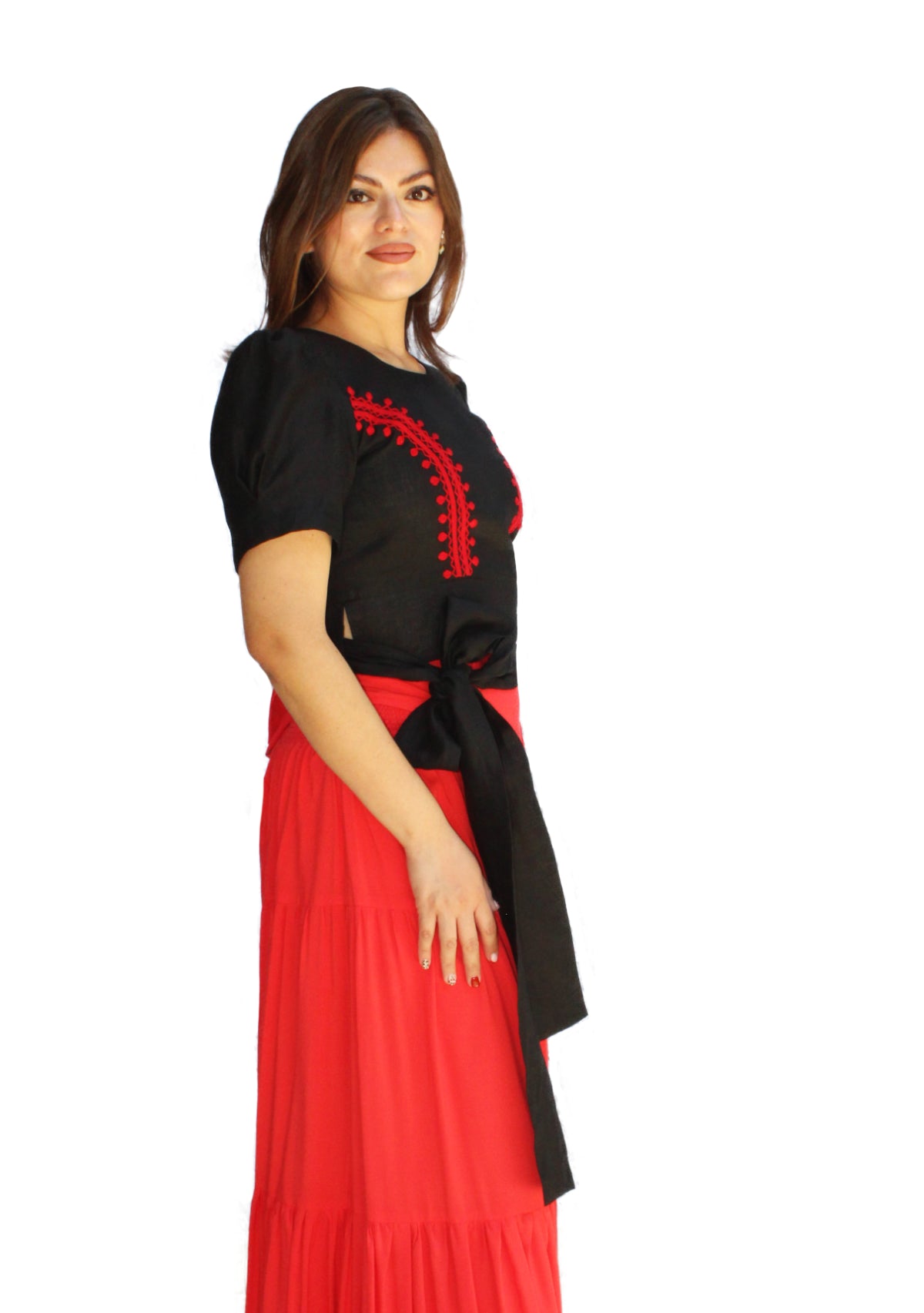 Blusa top de lino bordado Chamula