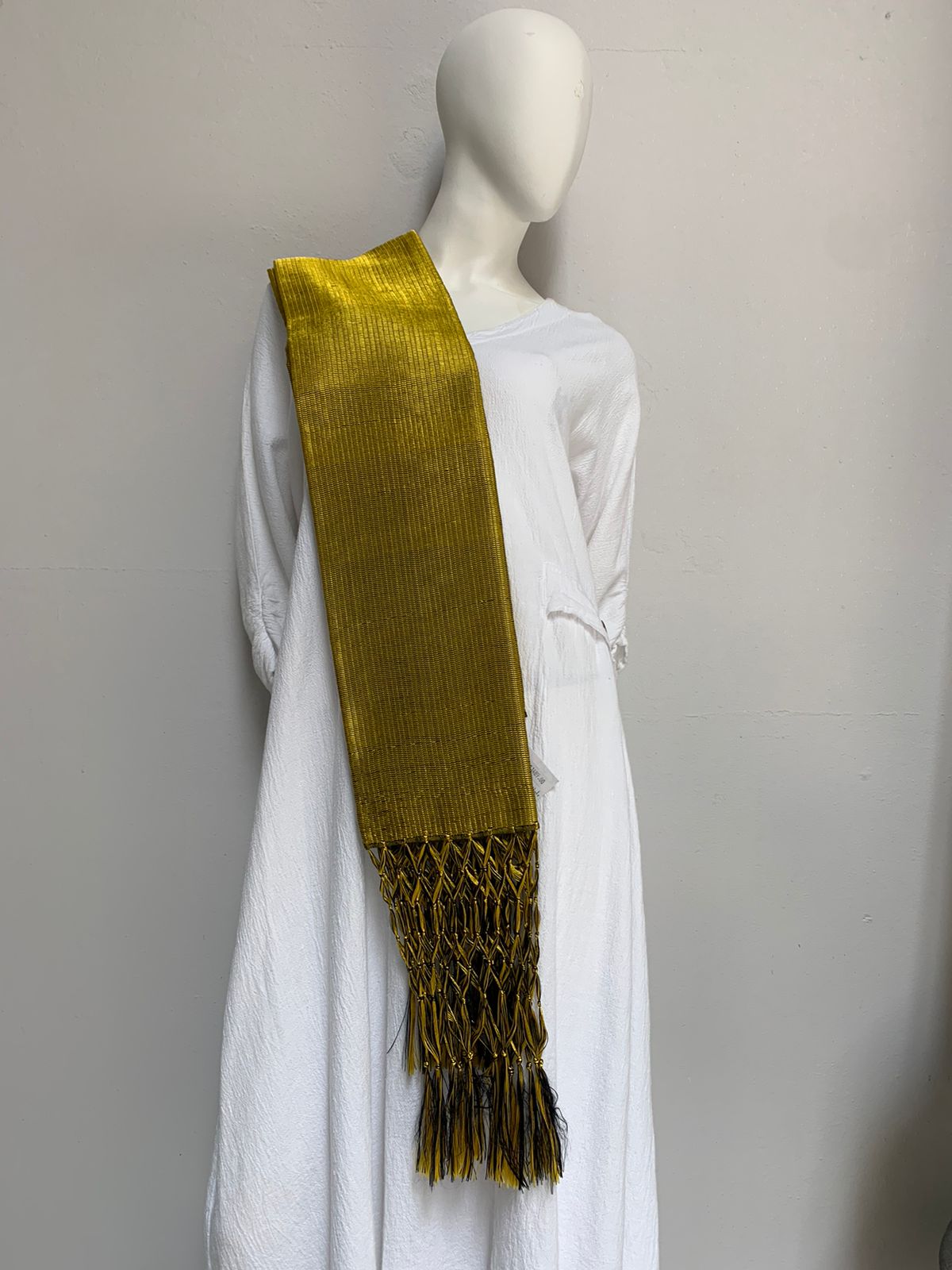 Rebozo Cordillante Flecos Tejidos color dorado
