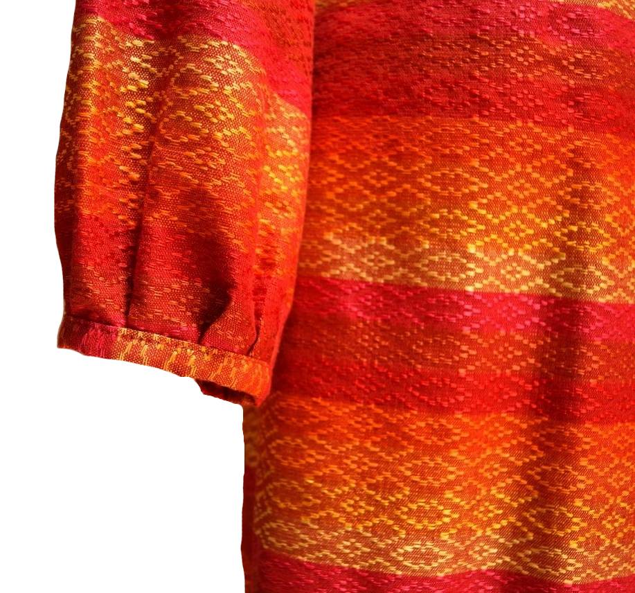 Vestido Telar Artesanal Sedalina rojo/amarillo