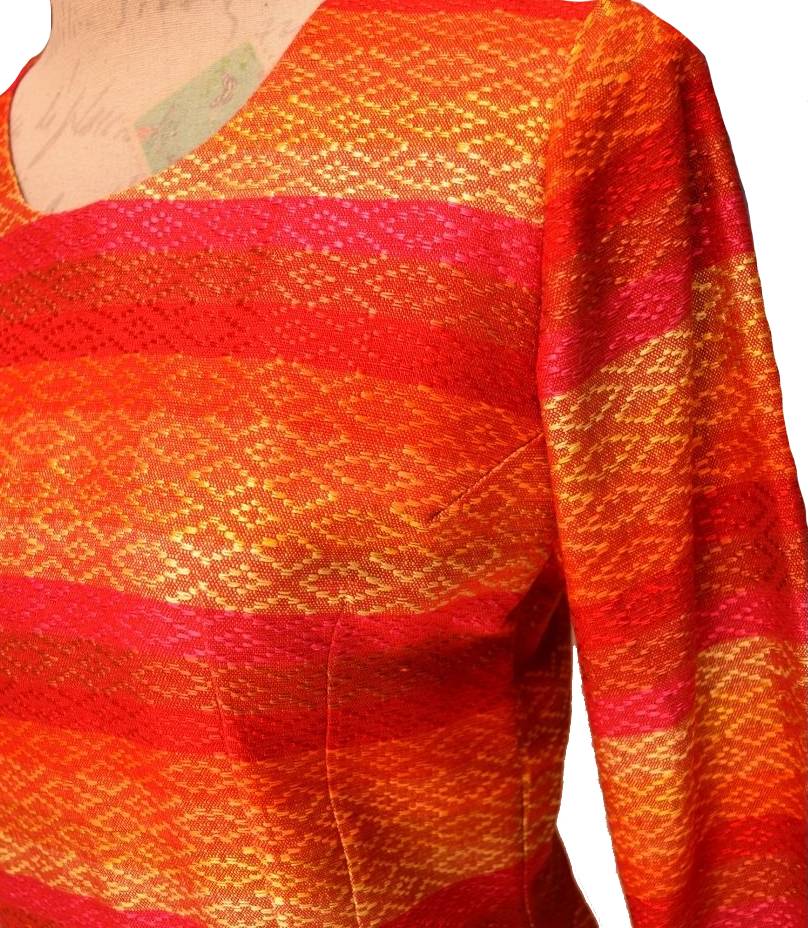 Vestido Telar Artesanal Sedalina rojo/amarillo