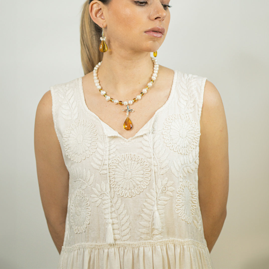 Vestido algodón Polonia bordado Aguacatenango