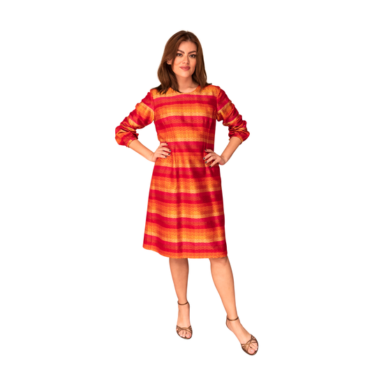 Vestido Telar Artesanal Sedalina rojo/amarillo