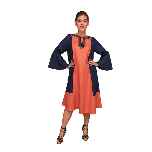 Vestido bicolor Medellín bordado Chamula