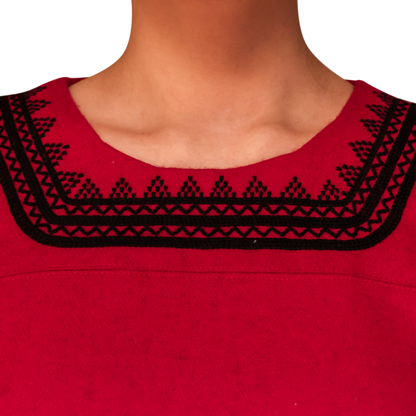 Vestido Paño Rojo Manga Campana