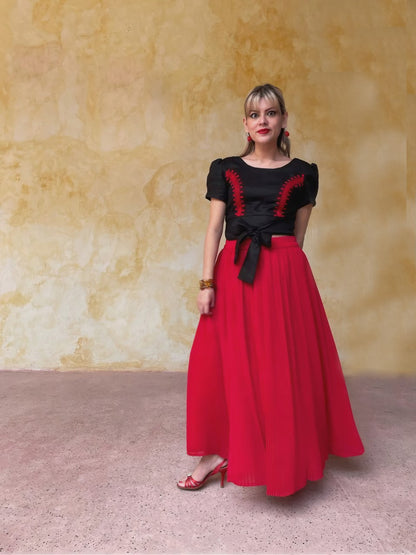 Falda Gaza Amatenango Plisada Larga