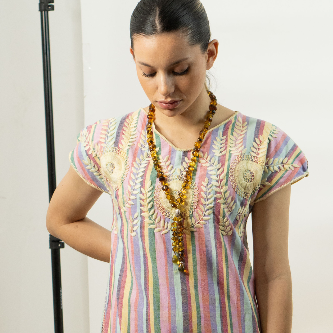 Vestido Telar Artesanal Bordado Aguacatenango
