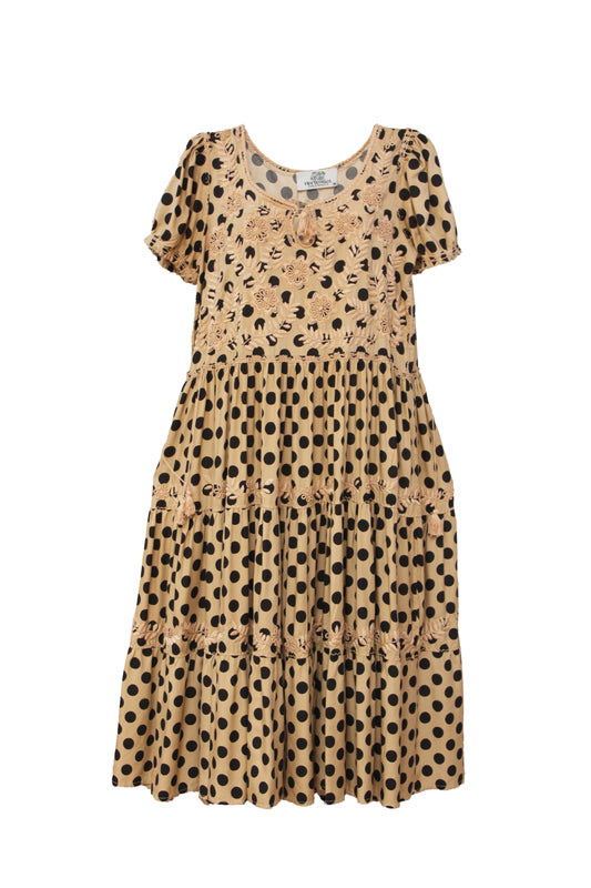 Vestido tradicional Aguacatenango. Beige