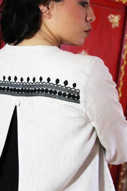 Saco largo de lino bordado Chamula