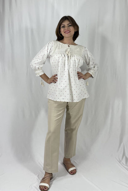 Blusa Aguacatenango bolitas ancla Algodón