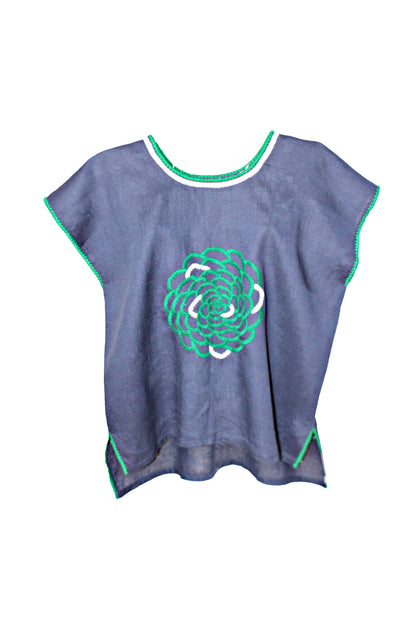 Blusa Chiapas Crisantemo color azul