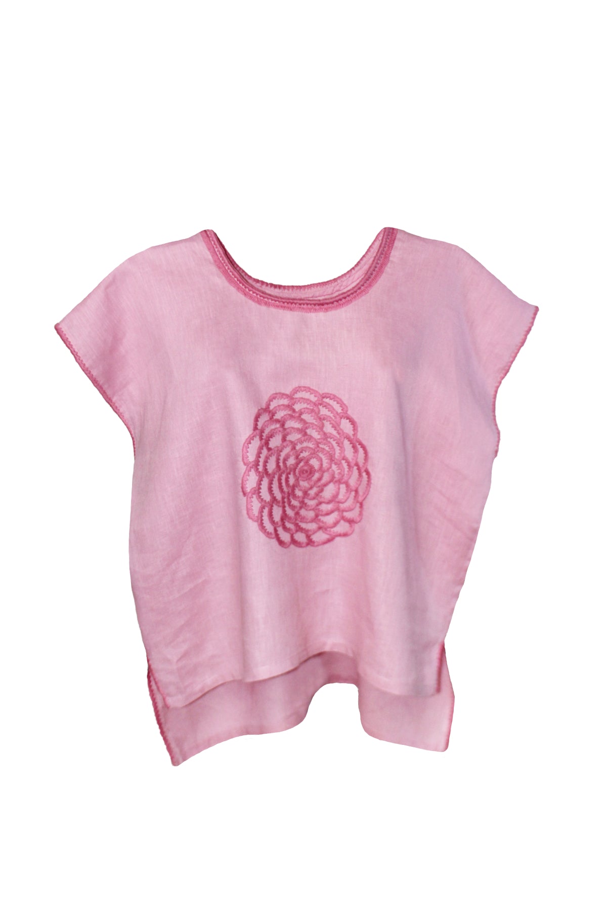 Blusa Chiapas Crisantemo color rosa.