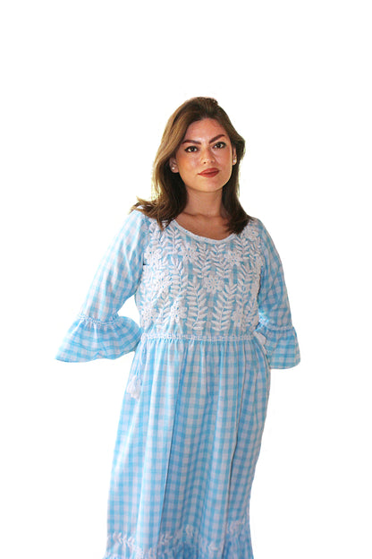 Vestido tradicional Aguacatenango manga campana