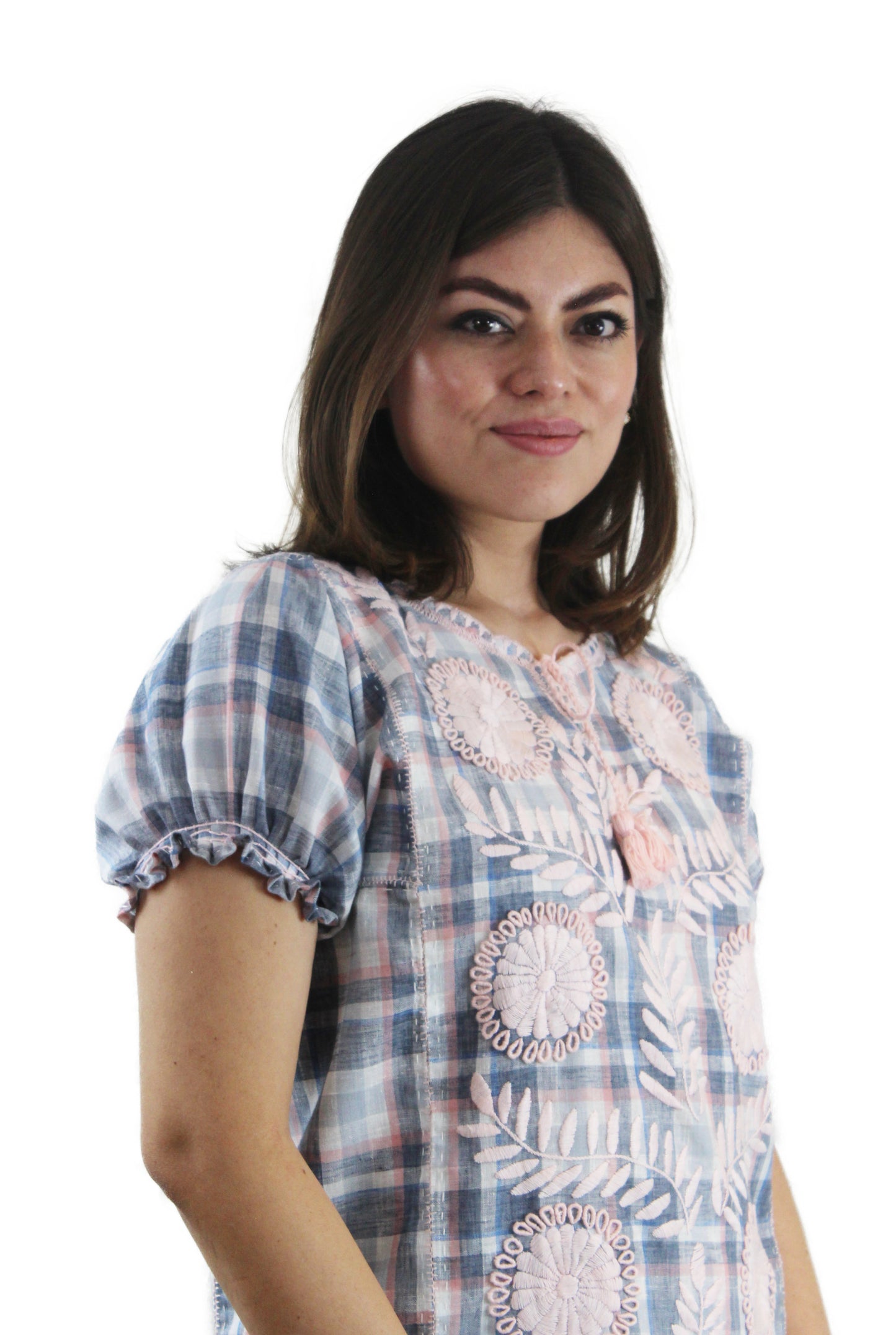 Vestido Chemise. Cuadros azul.