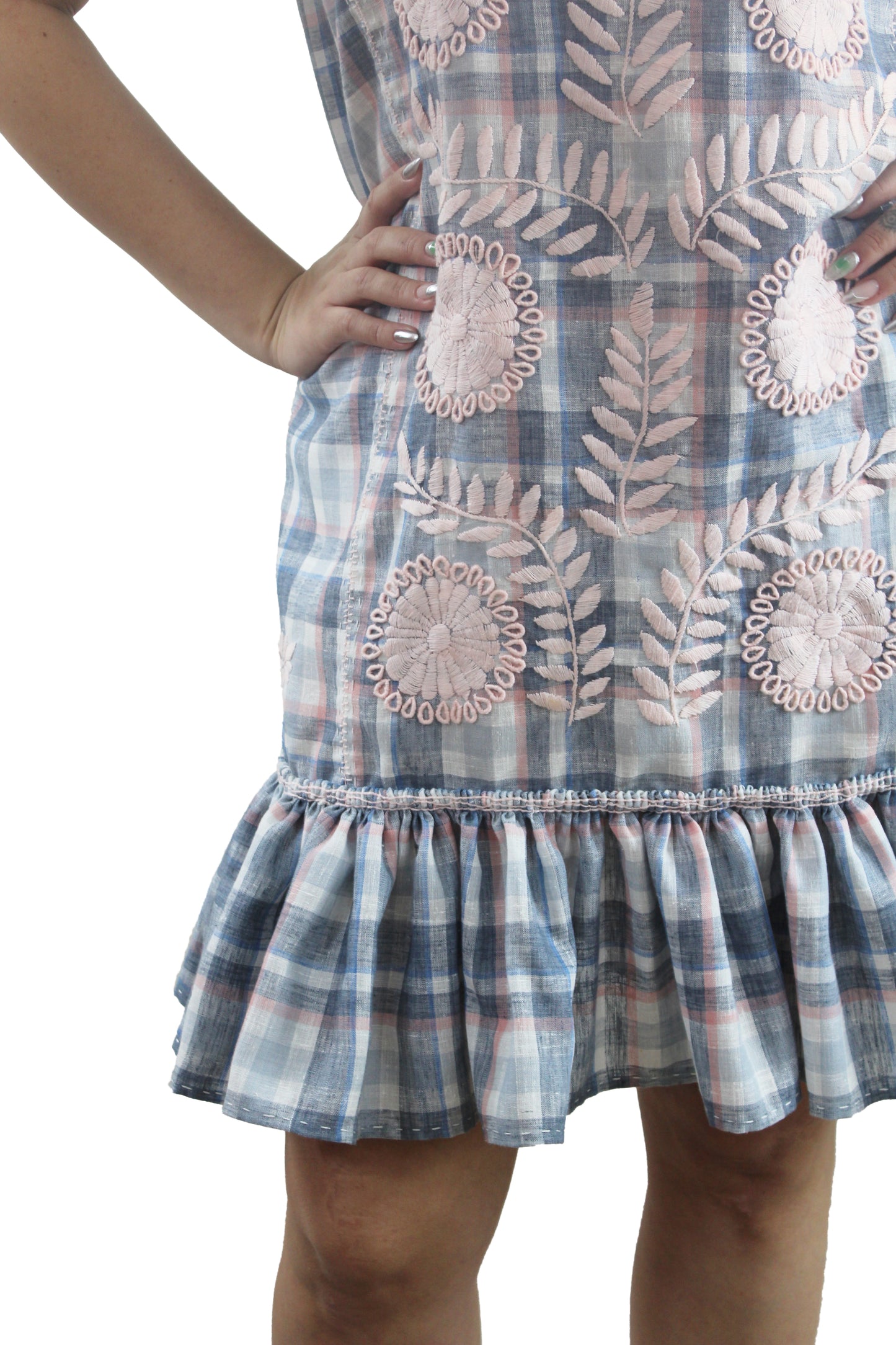 Vestido Chemise. Cuadros azul.