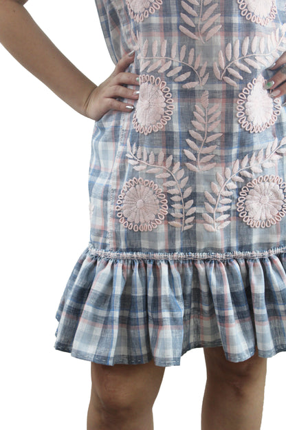 Vestido Chemise. Cuadros azul.