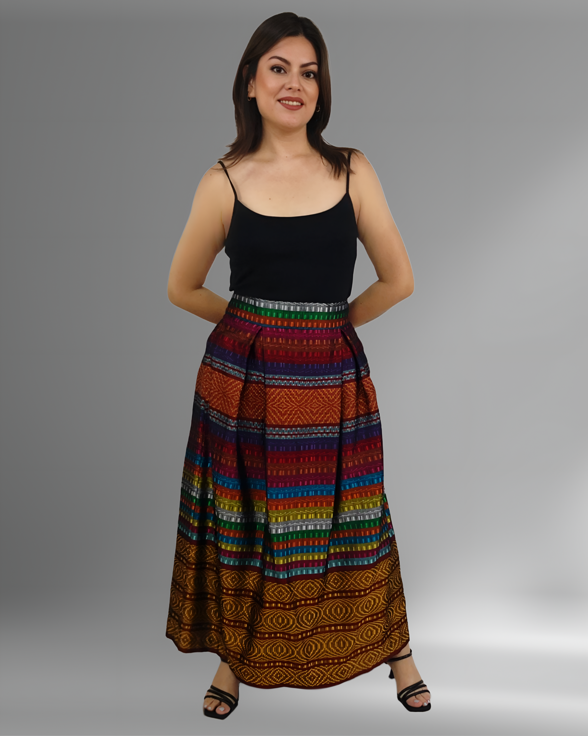 Falda Chiapas Telar Multicolor, en modelo.