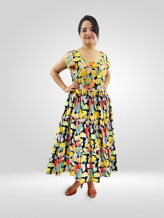 Vestido tradicional Aguacatenango. Flores Amarillo