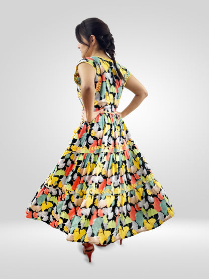 Vestido tradicional Aguacatenango hojas ginkgo biloba Amarillo