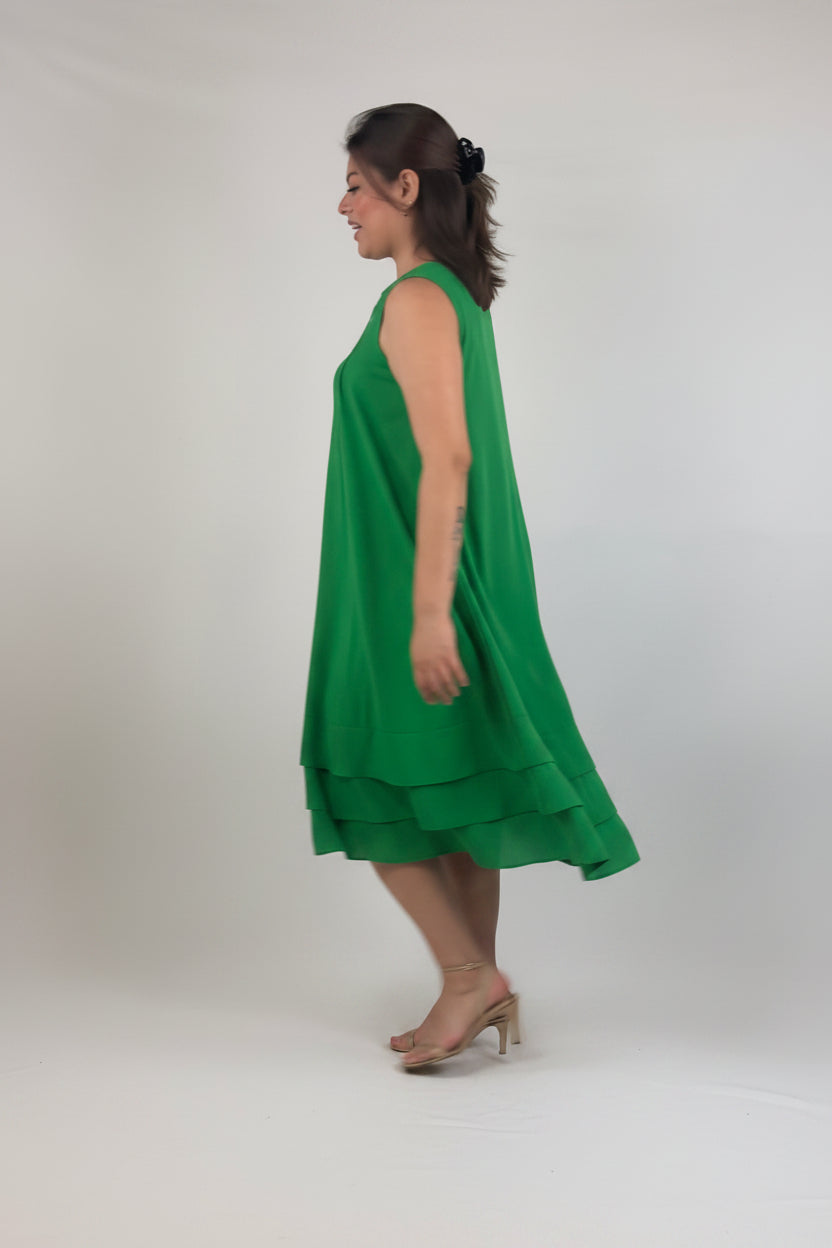 Vestido rayón 4 pliegues y 3 vuelos bordado Chamula