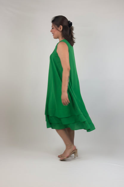 Vestido rayón 4 pliegues y 3 vuelos bordado Chamula