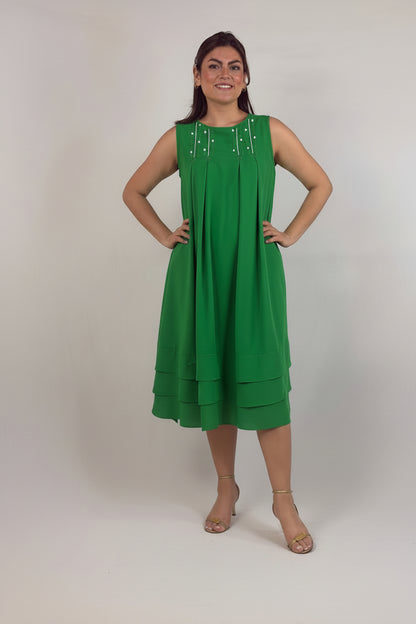 Vestido rayón 4 pliegues y 3 vuelos bordado Chamula