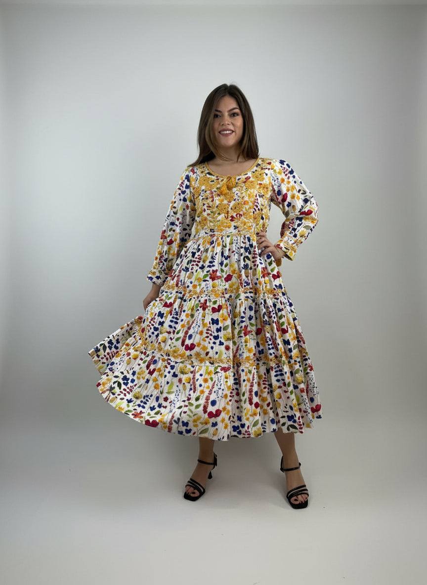 Vestido Chiapas Tradicional Aguacatenango tres vuelos