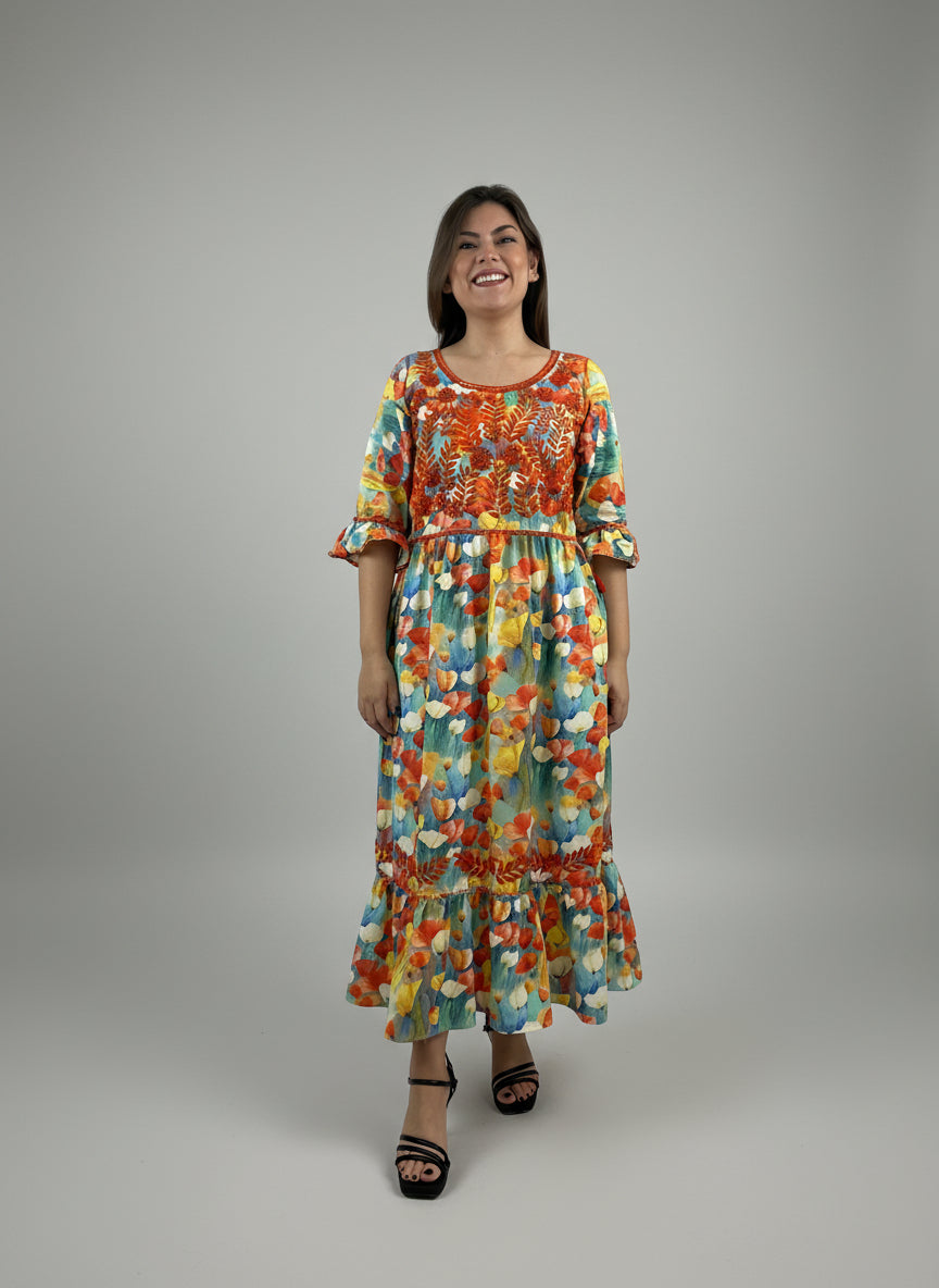 Vestido Chiapas Aguacatenango manga campana