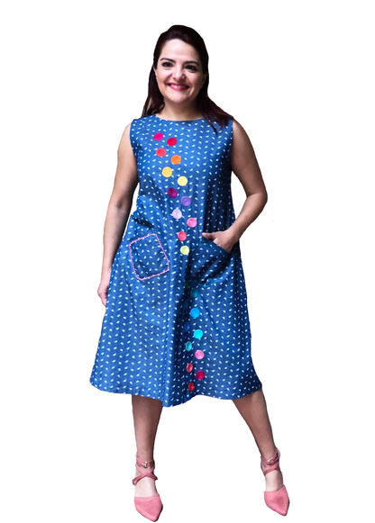 Vestido Mezclilla Bolitas Colores