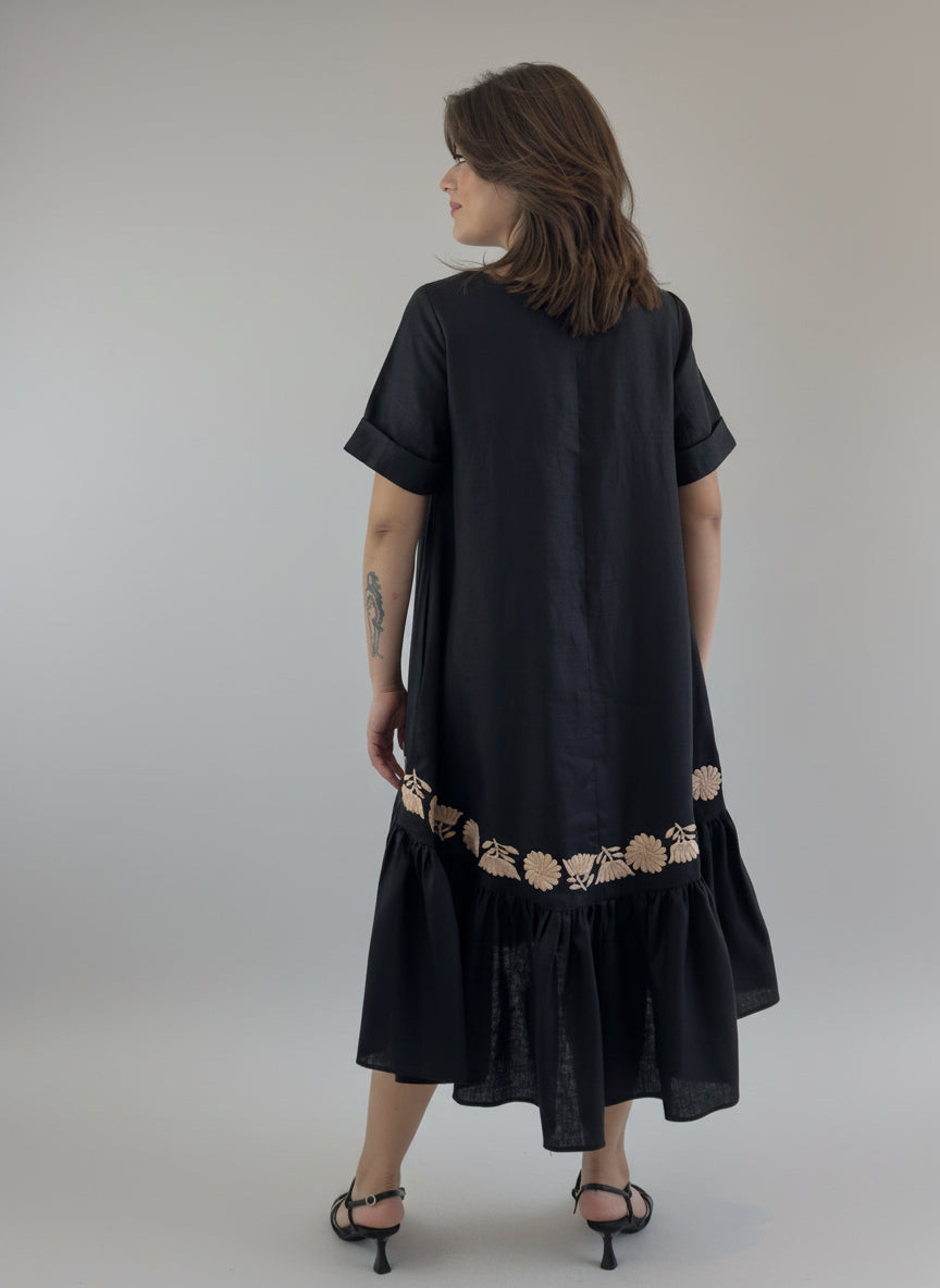 Vestido Acampanado con vuelo bordado a mano Aguacatenango