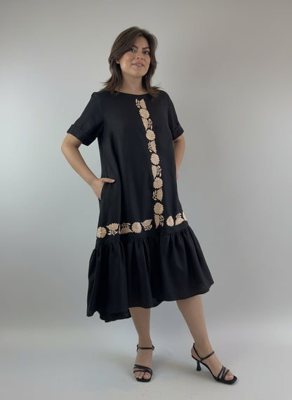 Vestido Acampanado con vuelo bordado a mano Aguacatenango