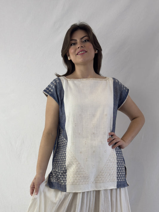 Blusa Chiapas  telar de cintura bicolor