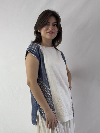 Blusa Chiapas  telar de cintura bicolor