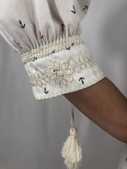 Blusa Aguacatenango bolitas ancla Algodón