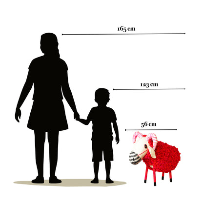 Lanuche Borrego Grande, grafica de altura comparado con un adulto y un niño.