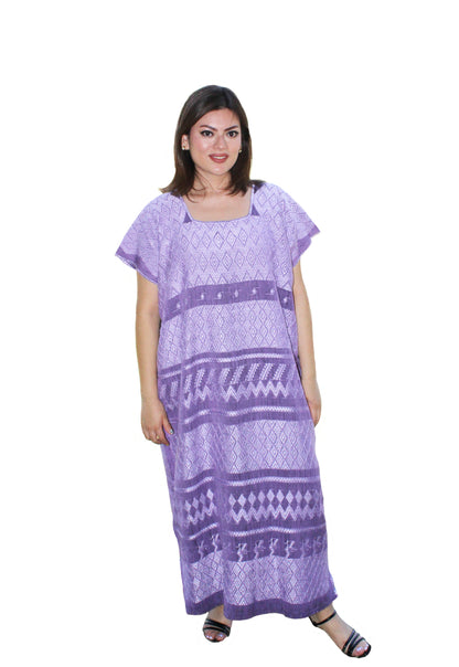 Vestido largo Carranza, doble brocado. Lila