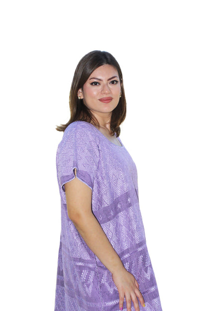 Vestido largo Carranza, doble brocado. Lila