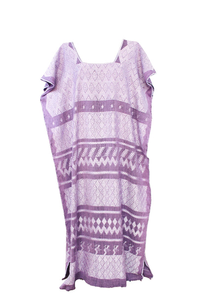 Vestido largo Carranza, doble brocado. Lila