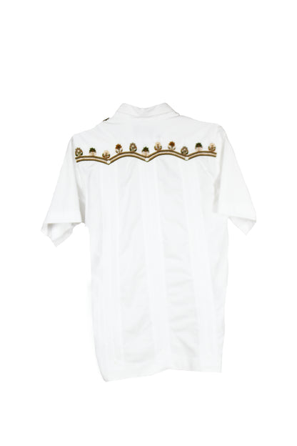 Guayabera de algodón bordado flores