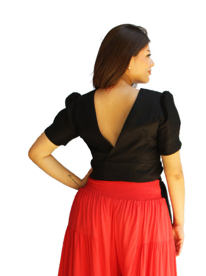 Blusa top de lino bordado Chamula