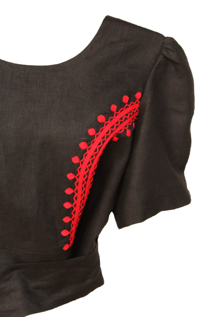 Blusa top de lino bordado Chamula