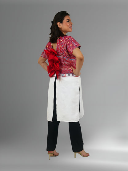 Blusa larga con moños. Brocado Larrainzar.