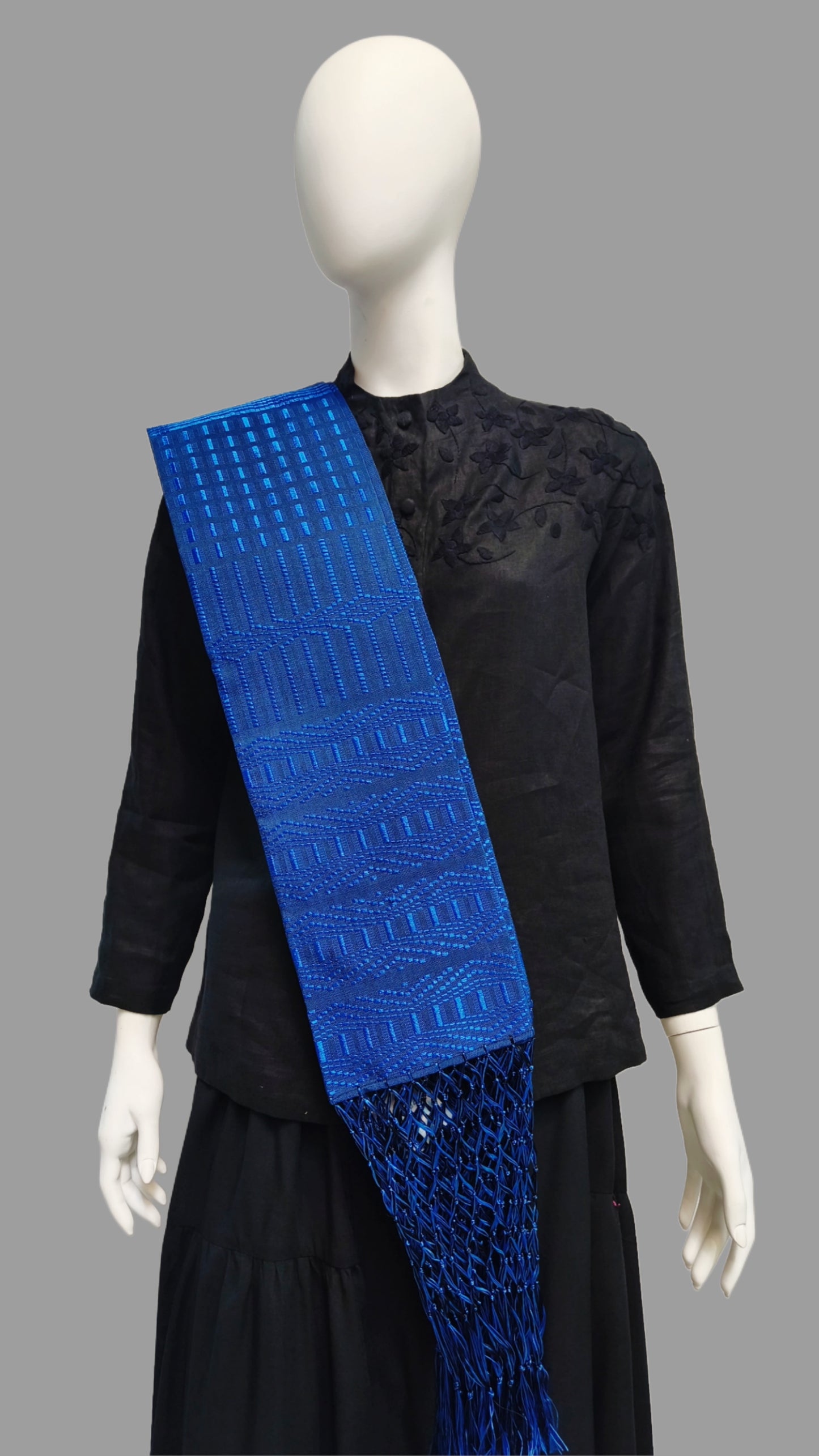 Rebozo Comitán Flecos Tejidos color azul
