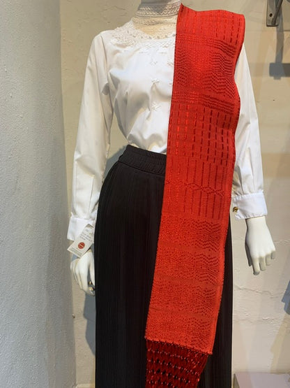 Rebozo comitán flecos tejidos color rojo