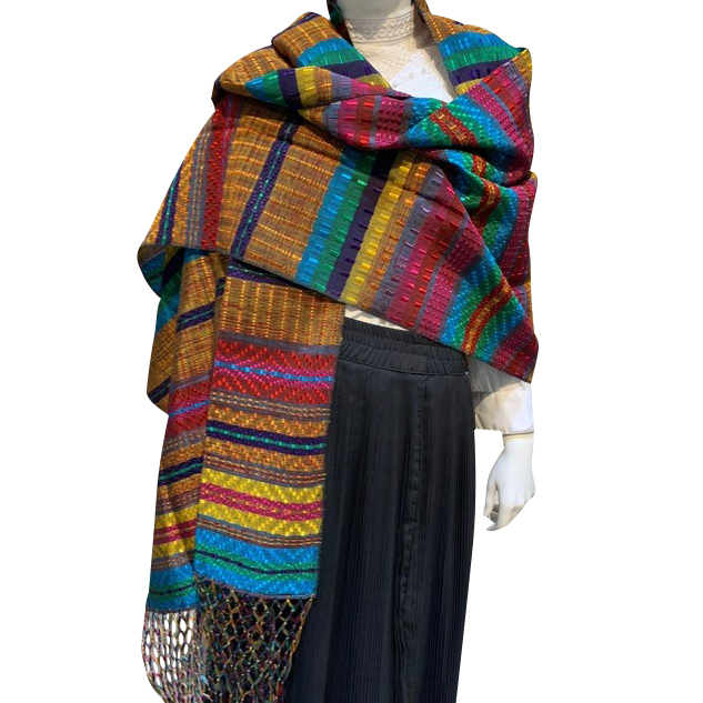 Rebozo multicolor colonial flecos tejidos, modo de uso.